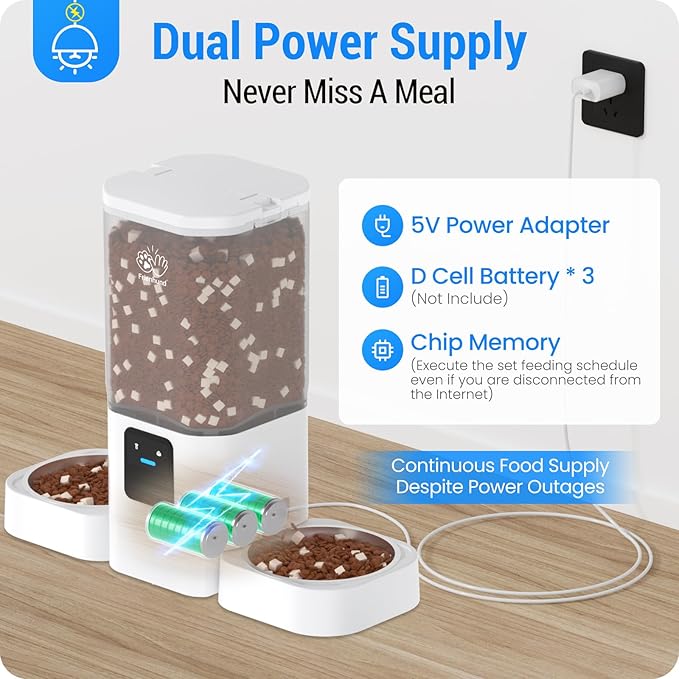 Automatic Cat Feeder with Slow Feed for 2 Cats: 5G WiFi Automatic Dog Feeder with 7L Large Pet Food Storage Container, Cat Food Dispenser with Alexa for Multiple Pets,Detachable for Easy Clean -29 Cup