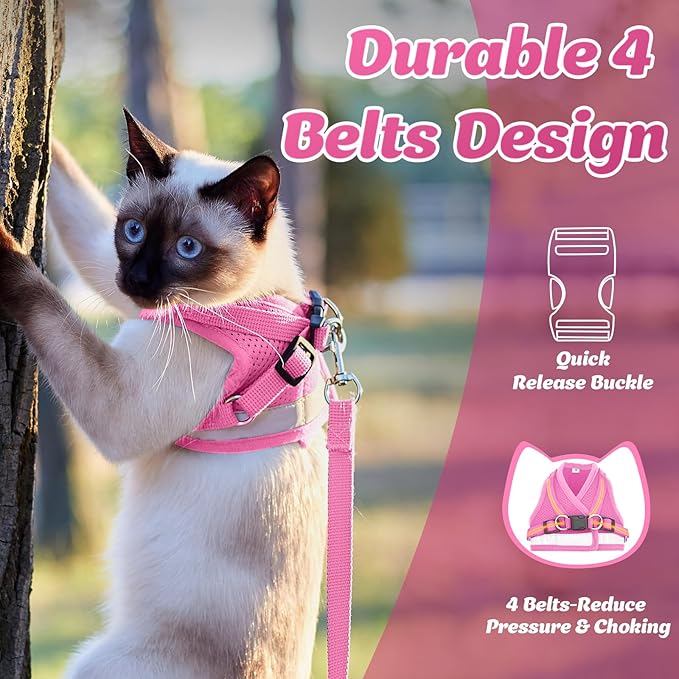 Supet Cat Harness and Leash Set - Soft Mesh Adjustable Cat Vest Harness with Reflective Strap for Walking Cat and Puppy Rabbit