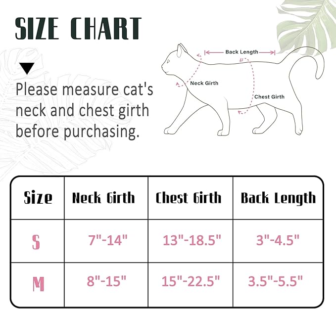 Supet Cat Harness and Leash Escape Proof for Walking, Adjustable Cat Vest Harness and Leash Set for Large and Small Kittens Dogs