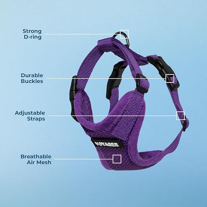 Voyager Step-in Lock Pet Harness - All Weather Mesh, Adjustable Step in Harness for Cats and Dogs by Best Pet Supplies - Purple, M