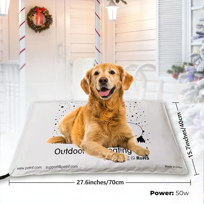 PETNF Outdoor Heated Pet Bed with Waterproof Cover,Pet Heating Pads for Dog,Soft Electric Blanket Auto Temperature Control,Heating Mat for Dog House Cabin Cot Doorway,Rescue Cats