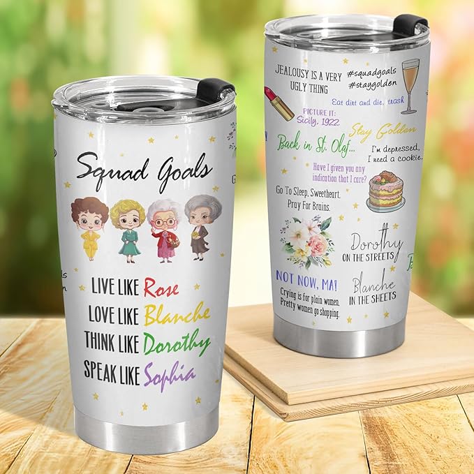34HD Valentine Friend Gifts, Golden Movie Tumblers with Lid 20 oz Stainless Steel, Best Friend Travel Cup Mug, Friend Decor, Birthday Gifts for Bestie Women Girls