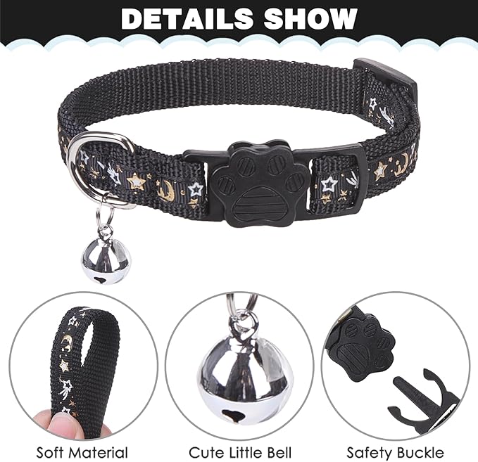 PAWCHIE Cat Harness with Leash and Collar Set - Escape Proof Adjustable Glow in The Dark Cat Harness for Kitty Outdoor Walking