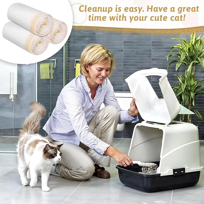 40 Pieces Jumbo Cat Litter Box Liners, 36"x18" Drawstring Close Cat Litter Bags Automatic Litter Box Bags Heavy Duty Cat Litter Waste Receptacles Bags, Extra Thick, Tear & Leak Resistant, Easy Cleanup