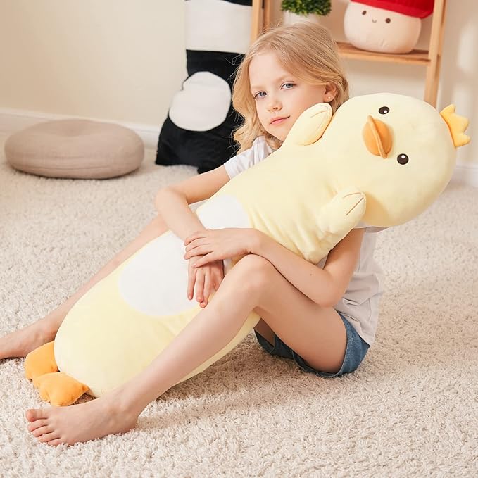 36” Long Duck Plush Body Pillow, Kawaii Cute Yellow Ducks Stuffed Animals, Hugging Squishy Pillow Soft Plushies Toy, Gifts for Kids Girls and Boys, Birthday Easter
