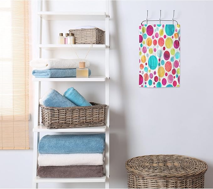 AOYEGO Circle Hand Towel Retro Art Colorful Circles Lollipop Candy Doodle Polka Dot Decorative Soft Highly Absorbent Bath Towels Home Hotel Spa Bathroom Towel 15x30 Inch