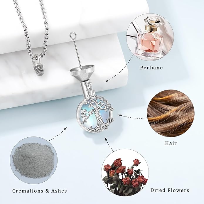 Aniu Cremation Jewelry for Ashes S925 Sterling Silver Urn Necklace Memorial Necklace for Human Ashes of Loved Ones Keepsake Pendant for Men Women