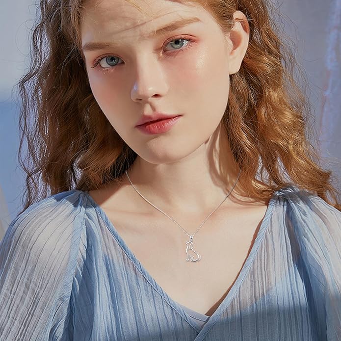 Animal Necklace for Women Girls 925 Sterling Silver Cat/Dog/Monkey/Sloth Pendant Necklace Cute Animal Jewelry Gift for Women Girls