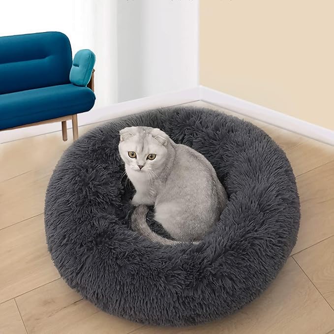 Nisrada Cat Beds for Indoor Cats,15.7 Inch Dog Bed for Small Melium Large Dogs, Washable-Round Pet Bed for Puppy and Kitten with Slip-Resistant Bottom