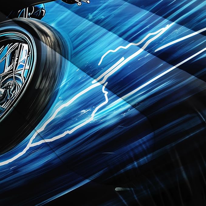 AILONEN Boys Extreme Sport Dirt Bike Bedding Set Full Size, 3-Piece Blue Black Speed Motocross Comforter with 2 Pillowcases for Kids Men