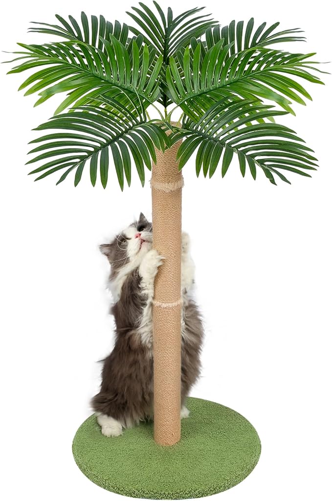 Cat Scratcher with Sisal Rope 39.4 inch Tall Cat Tree for Indoor Cats Large Adult Cat Scratching Post,Cute Kitten Cat Scratching Posts in Palm Tree