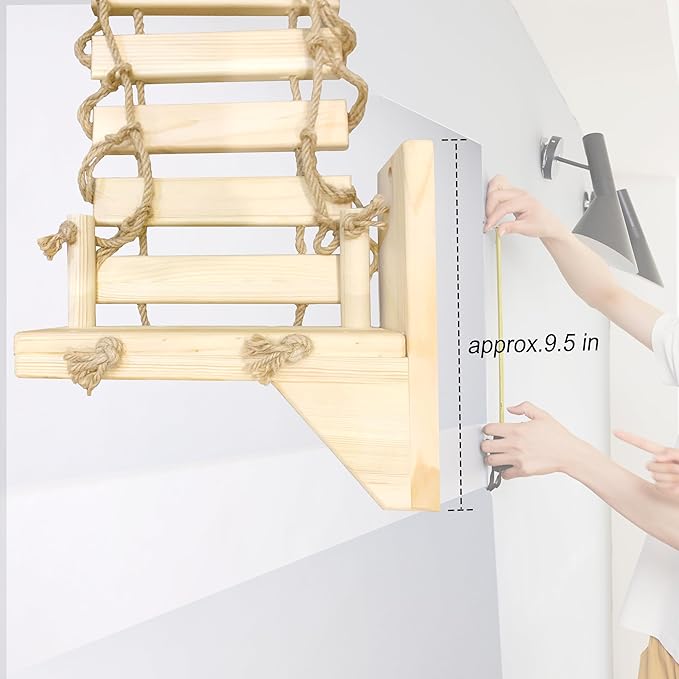 Cat Wall Shelves, Climbing, Wooden Cat Furniture, Cat Shelves and Perches for Wall, Cat Bridge Long for Indoor Cats, Wall Mounted, Playing and Lounging (Length 59in)