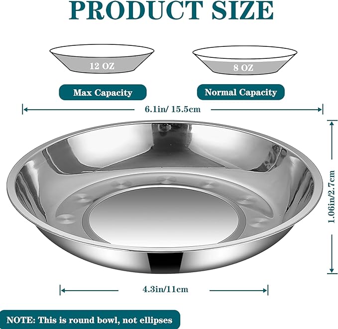 5Packs Cat-Bowls Cat Food Bowl - 6.1 Inch Stainless Steel Cat Food Bowl for Indoor Cats Shallow and Wide Cat Wet Food Bowl Pet Feeding Bowl Whisker Fatigue Relief Cat Bowl for Kitten Puppy Small Dog