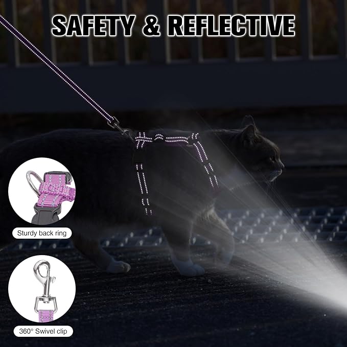 BEAUTYZOO Cat Harness and Leash Set for Walking Escape Proof, Neck Release Adjustable Harness for Kitten Puppy Small Medium Large Cats, Soft Cute Easy Control Small Cat Harness for Cats Boy and Girls