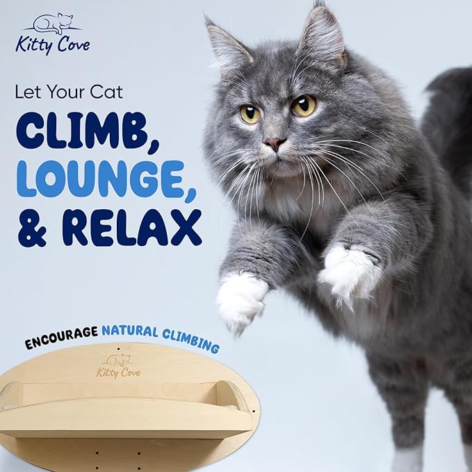 Cat Wall Shelves - Cat Shelf with Cozy Cushion, Sturdy Floating Shelf with Easy Install & Hardware | Perfect Cat Hammock for Wall - Comfy Cat Wall Furniture