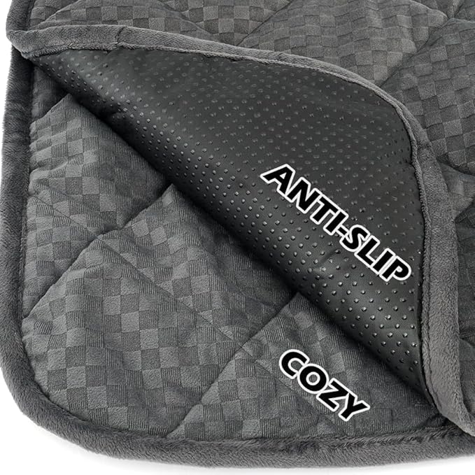 ARGOPET Cat Bed (30x19in) Self Warming, Polyester, Checkered Grey, 16oz, Machine Washable, Anti-Slip, Pet Bed Mat for Indoor & Outdoor Pets