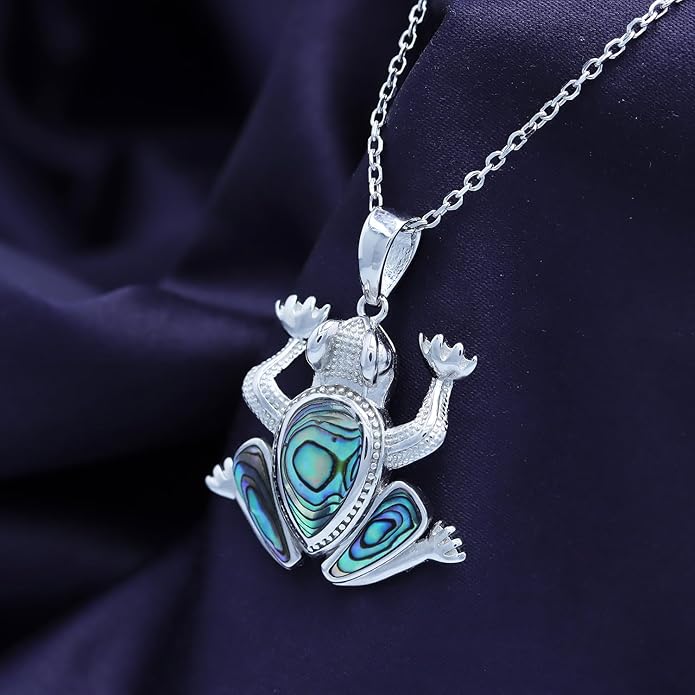AFFY Abalone Shell Animal (Starfish, Dolphin, Seahorse, Frog, Dragonfly, Whale Tail, Turtle) 14K White Gold Over Sterling Silver Pendant Necklace Jewelry Gift For Her