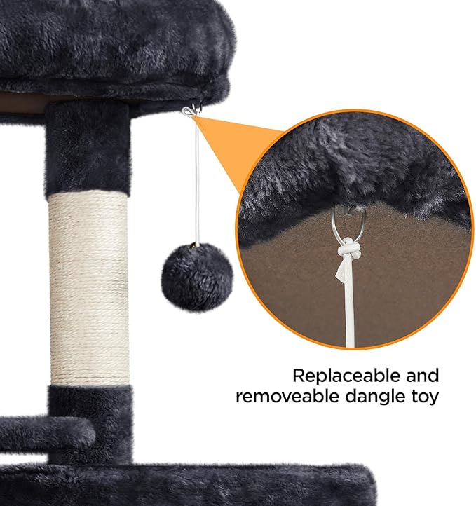Yaheetech Cat Tree Cat Tower, 63in Multi-Level Cat Tree for Indoor Cats, Tall Cat Tree w/Sisal-Covered Scratching Posts & Condo, Cat Furniture Activity Center for Cats Kitten, Black, L