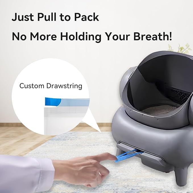 60 Count Heavy Duty Cat Litter Box Bags - Compatible with Neakasa M1 and PetPivot & Mimfam & teweoa Open-Top Self-Cleaning Litter Box,Leak-Proof Drawstring Trash Bags,27" x 13"