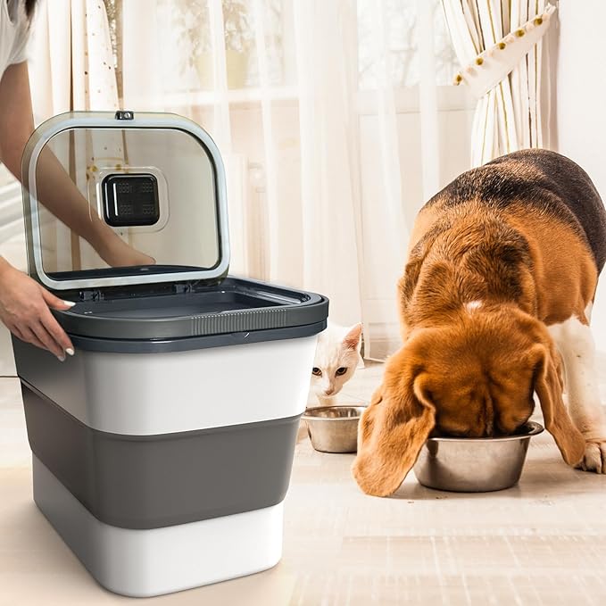 35lbs Dog Food Storage Container, Collapsible Dog Food Container, Wheels, Handle, Airtight Pet Food Storage Container, Scoop, 1L Small Dry Food Pail For Dog Cat Bird Food