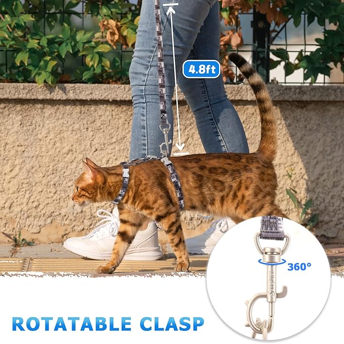 Supet Cat Harness and Leash Escape Proof, Adjustable Cat Leash and Harness Set for Walking, Lightweight Cat Harness for Large Small Kittens
