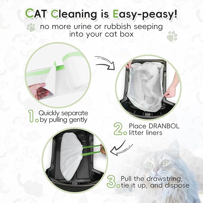 120 Count Litter Box Robot 3 and 4 Waste Bags,Compatible Automatic Self Cleaning Cat Litter Box Drawer Liners Bags,Extra Thick and Heavy Duty