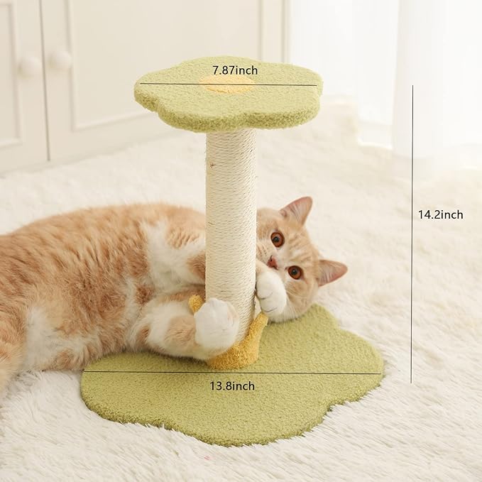 Docal Cat Scratching Post, Cat Tree Cat Tower for Indoor Cats with Sisal Covered Scratching Posts and Flower Shape Platform, Cat Tower Activity Center Furniture for Kittens Cats and Pets