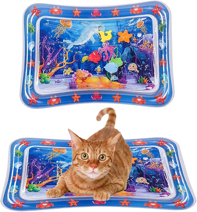 Sensor Water Playmat for Cats, Water Mat for Puppy Play, Sensory Water Mat for Cats, Durable Water Sensory Playmat for Pet Play, Water Sensor Mat, Water Sensory Pad Water Play, Medium, Blue