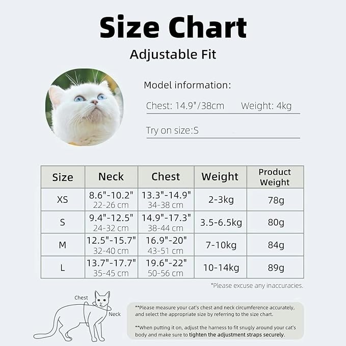 Escape-Proof Cat Harness and Leash Set - Adjustable and Comfortable - Ideal for Walking Cat Outdoors - Fits Small Dogs, Kittens, Medium, and Large Cats (Green, M)