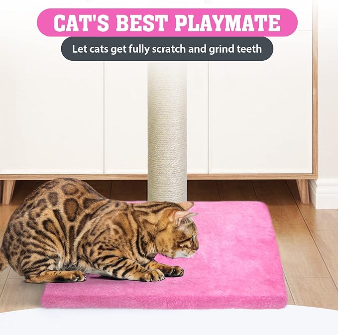 petellow 31'' Tall Cat Scratching Post - Cat Claw Scratcher with Hanging Ball - Scratching Posts for Indoor Large Cats - Durable Stable Cat Furniture with Sisal Rope - Cat Scratch Post - Pink