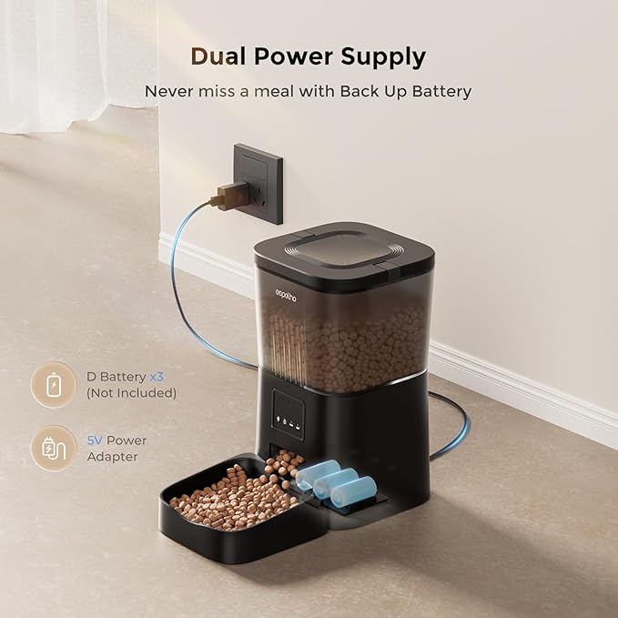 Automatic Cat Feeders WiFi: 2.4Ghz Smart APP Control- Timed Cat Food Dispenser with Desiccant Bag Keep Fresh for Indoor- Easy Set Up and Clean with Voice Recorder- Up to 10 Meals per Day