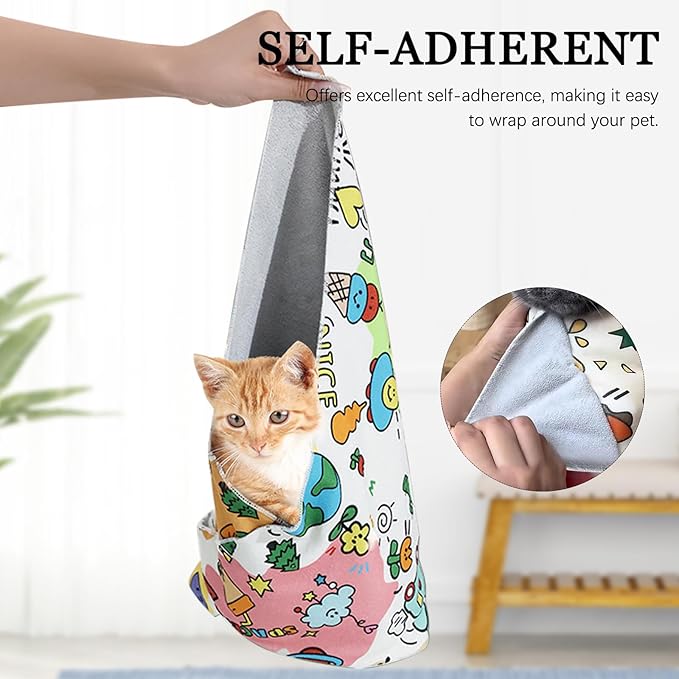 AGLOO Cat Grooming Wrap Cat Magic Mat - Self-Adherent, Anti-Scratch, Kittens Calming Wrap Restraint for Nail Clipping,Bathing (55 * 55cm)