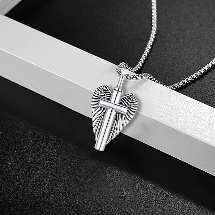 Aniu Cremation Jewelry for Ashes S925 Sterling Silver Urn Necklace Memorial Necklace for Human Ashes of Loved Ones Keepsake Pendant for Men Women