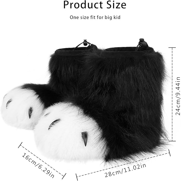 Animal Fuzzy Slippers Bear Cat Wolf Dog Fox Fursuit Feet Paw Claw Shoes Furry Boots Costume Accessories for Adult Kids