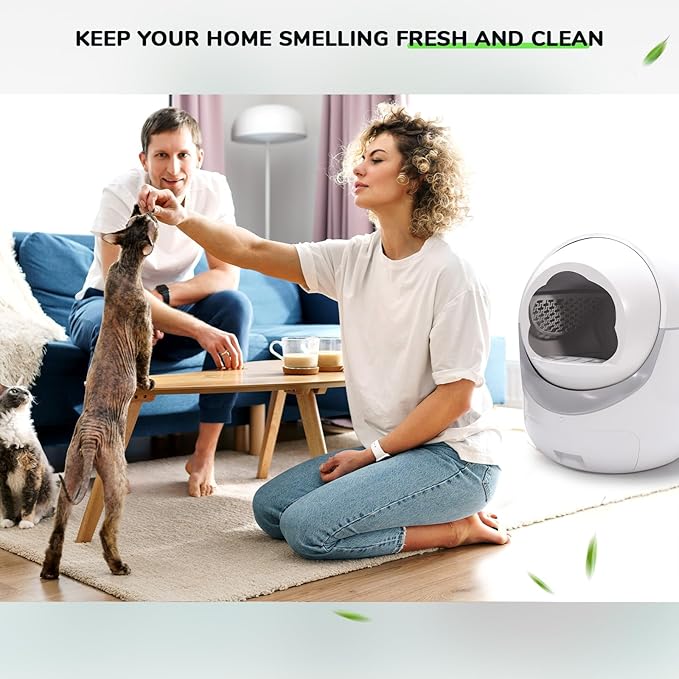 65 Count Drawstring Cat Litter Bags for Most Auto Self-Cleaning Litter Box, Extra Thick Pet Litter Drawer Liners Replacement, Durable Cat Waste Bags, Unscented, 25.6'' W x 15.7'' H