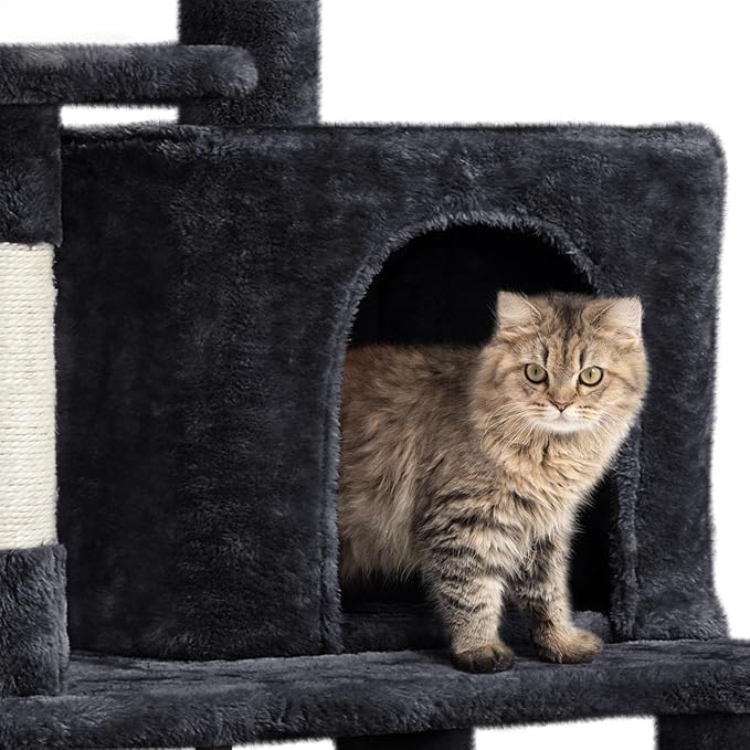 Yaheetech Cat Tree Cat Tower, 63in Multi-Level Cat Tree for Indoor Cats, Tall Cat Tree w/Sisal-Covered Scratching Posts & Condo, Cat Furniture Activity Center for Cats Kitten, Black, L