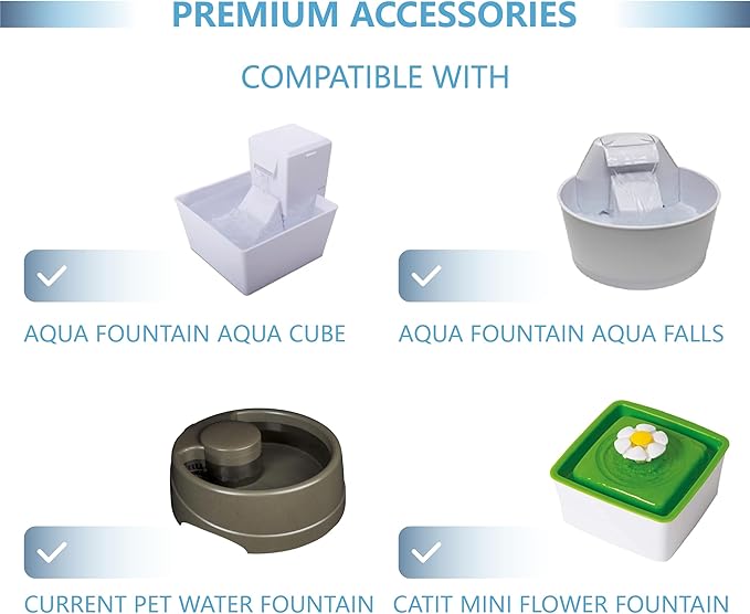 12 Pack Cat Water Fountain Replacement Charcoal Filters Square Compatible with Petsafe Premier Pet Fountain Filters 2.5 Inches, Aqua Cube Pet Fountain Filters Catit Mini Flower Pet Fountain