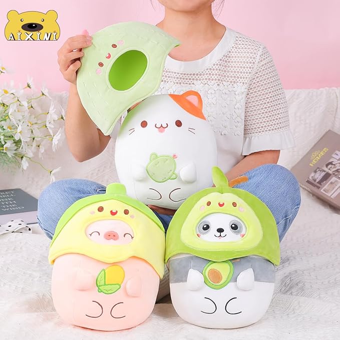 AIXINI Cute Corn Pig Plush Pillow 10" Piggy Stuffed Animal, Soft Kawaii Pig Plushie with Food Outfit Costume, Hugging Plush Squishy Pillow Toy