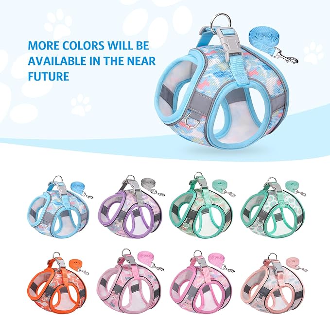 AMIR Cat Harness and Leash for Walking, Escape Proof Breathable Vest Adjustable Harnesses for Cats and Small Dogs, Easy Control Reflective Straps Pet Jacket, Blue, Size S