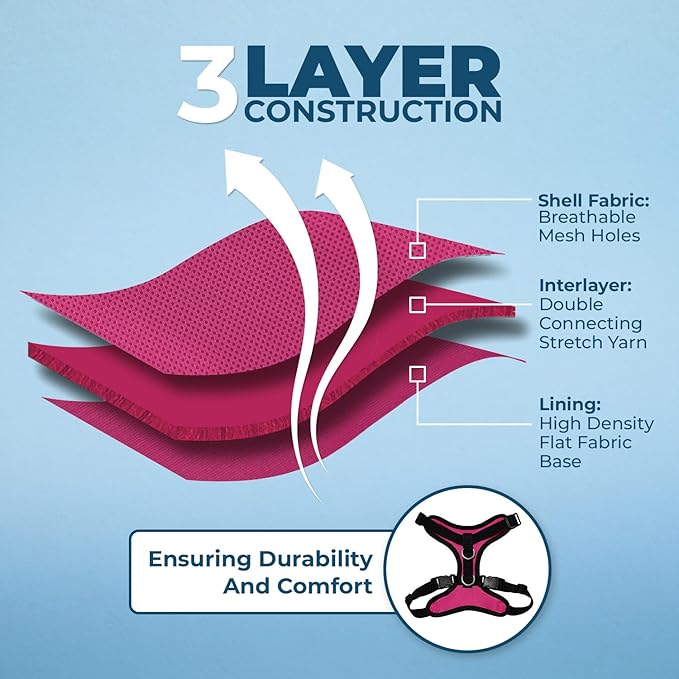 Voyager Step-in Lock Dog Harness w Reflective Dog Leash Combo Set with Neoprene Handle 5ft - Supports Small, Medium and Large Breed Puppies/Cats by Best Pet Supplies - Fuchsia/Black Trim, XL