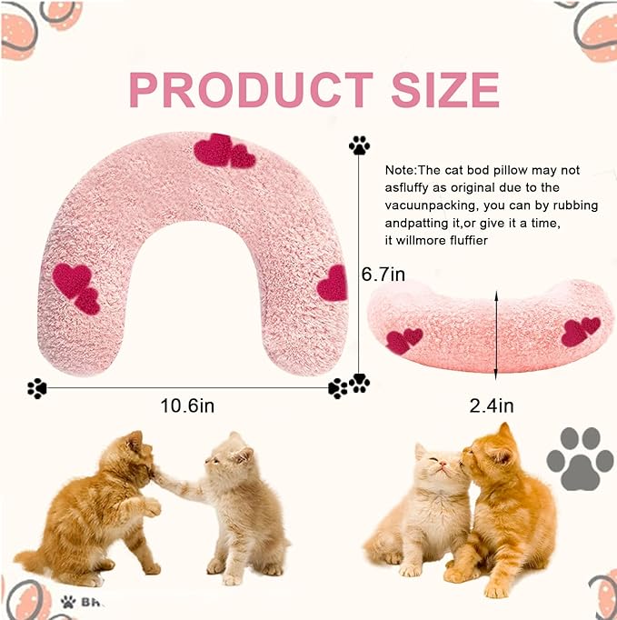 ucho Cats Kitten Pillow Cat Nap Plush, Kitty Purr Soothing Plush Cat Toy,Soft Fluffy Warming Pillow, Pet Calming Toy for Joint Relief Sleeping Improve (Pink)