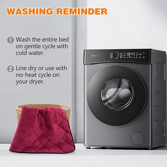 Self Warming Dog Bed, Pet Crate Pad for Indoor and Outdoor, Washable Heating Dog Kennel Mats with Non-Slip Bottom for Small Medium and Large Dogs - Deep Red, M:28"x45"