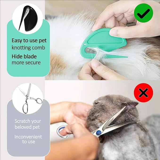 5pcs Pet Knot Opener Knotting Comb Removal Dematting Hair Flea Brush Shedding Tool Matted Fur Tick De Remover Matting Grooming Supplies for Indoor Medium Long Haired Cats Dogs Tangled