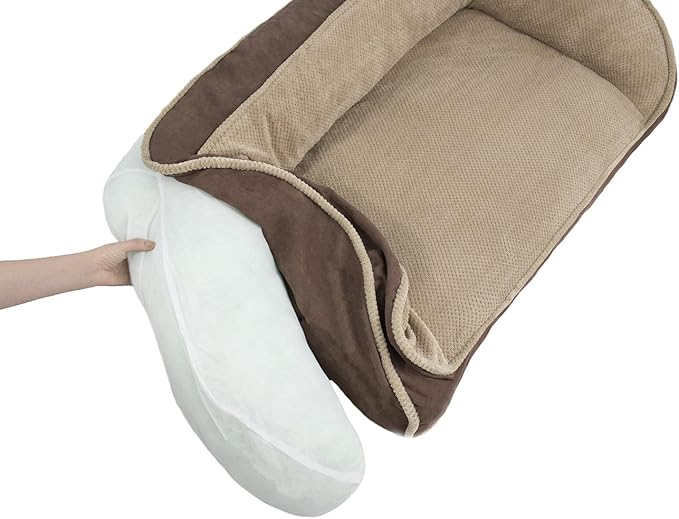 Arlee Deep Seated Lounger Sofa Pet Bed, Small/Medium, Chocolate Brown