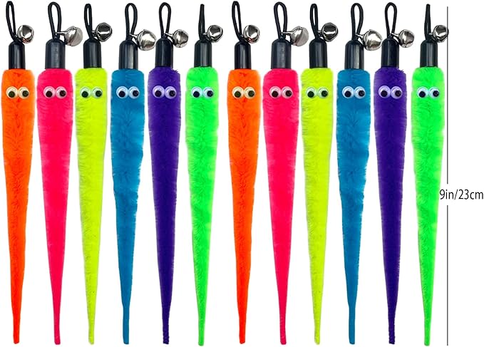 AcceLeah Cat Worm Toy Refills Cat Wand Toys Replacement Worms, Cat Worms Refill, Cat Teaser Toy Worm Refill for Cat Wand (16 Pcs Mixed Set)
