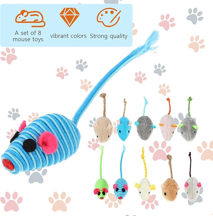 10 Pack Cat Mice Toys Catnip Toy Cats Mouse Plush Cat Toys Mouse Interactive Toy Catnip-Filled Mice Toys Biting Toys for Cats for Indoor Cats Realistic Design 10 Color