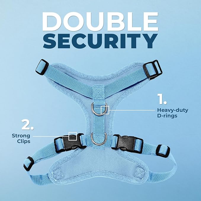 Voyager Step-in Lock Pet Harness - All Weather Mesh, Adjustable Step in Harness for Cats and Dogs by Best Pet Supplies - Baby Blue, L