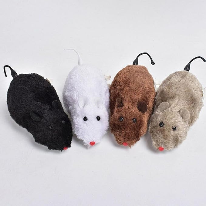 1 Pc Random Color Furry Mice Cat Toy Wind Up Toys Realistic Mouse Toys Funny Moving Toys, Cat Mice and Animals Toys Interactive Play Mouse Toy for Cat Kitten Mouse Cat Toy