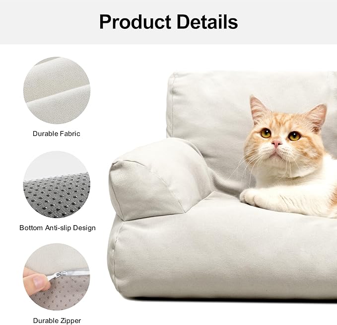 MEWOOFUN Pet Sofa Bed for Medium Pets Cat Couch Cat Bed with 26×19×13 Inch Removable Washable Cover Nonskid Bottom Puppy Couch Pet Bed up to 25 lbs (Grey)