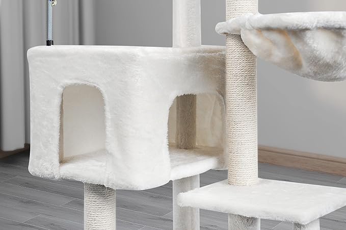 Cat Tree Has Scratching Toy with A Ball Activity Centre Cat Tower Furniture Jute-Covered Scratching Posts,Beige